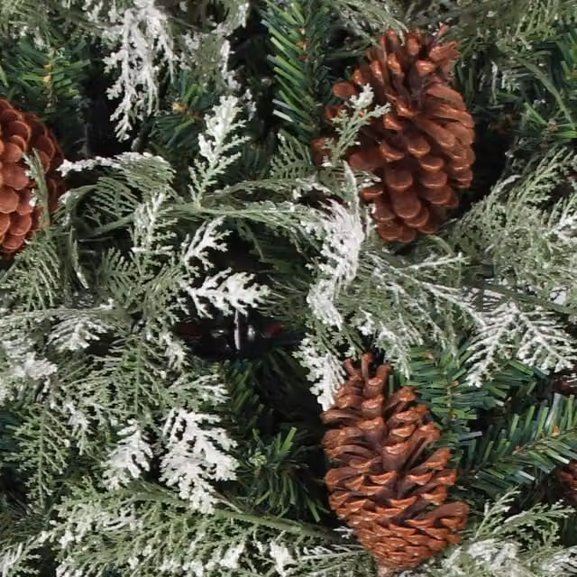 Berkfield Home Beautiful Christmas Tree with Pine Cones in Green and White, Height: 225 cm – 1