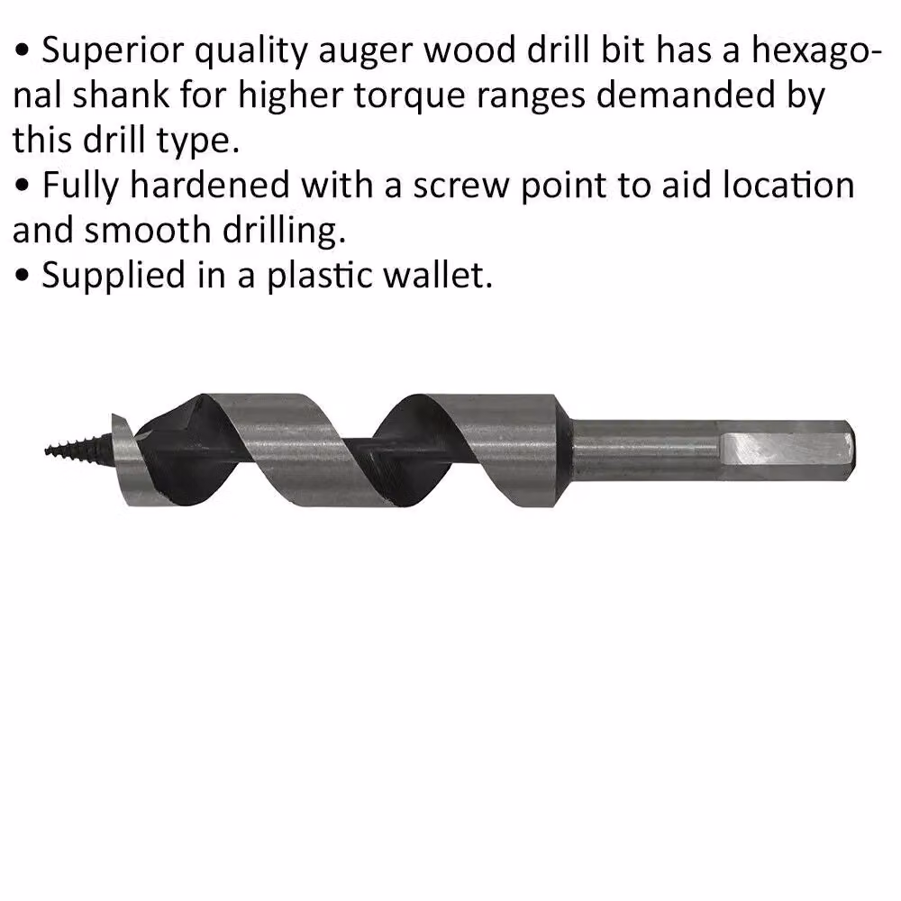 Loops Silver Hardened Auger Wood Drill Bit with Hexagonal Shank, Diameter: 22 mm, Length: 155 mm – 2