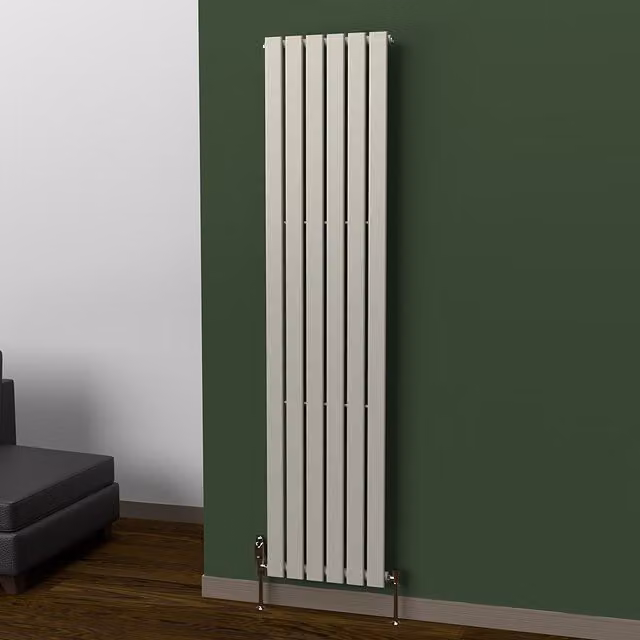 Lux Heat Flat Coloured Vertical Steel Radiator in Dune Grey, H 180 cm x W 42 cm