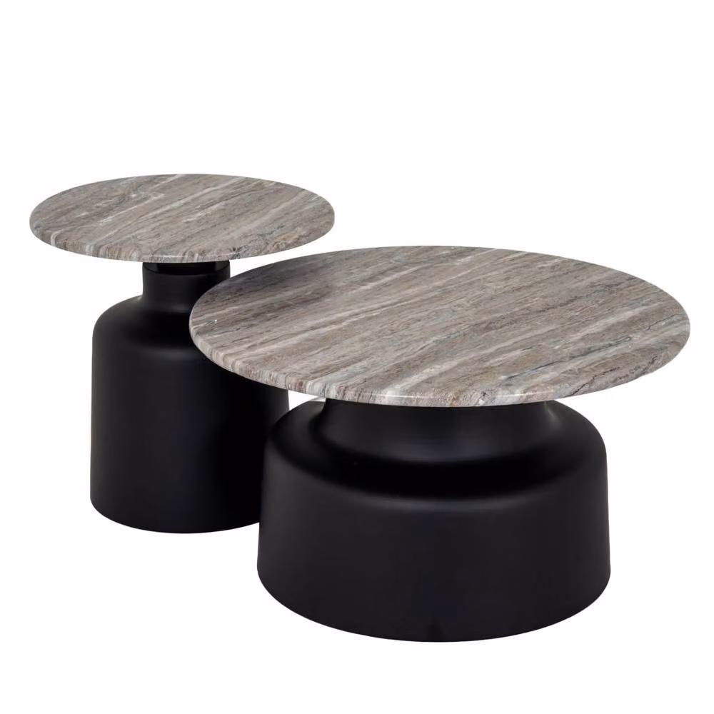 Wyld Haus London Modern Round Side Table with Black Marble Top, W/D/H: 47 x 47 x 47 cm – 4