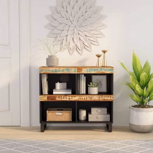 Berkfield Home Industrial Side Cabinet in Reclaimed Solid Wood, W: 85 cm, D: 33 cm, H: 75 cm