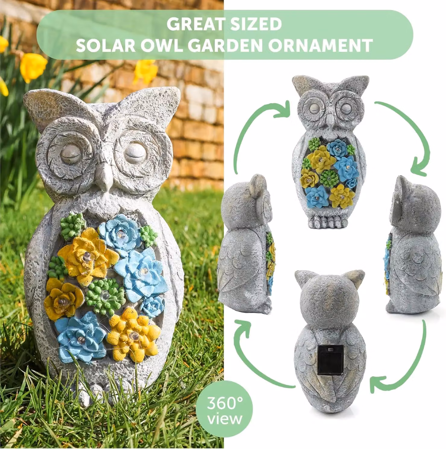 ILFD Group Ltd Solar Owl Garden Ornament in Grey, 6 Pack – 4