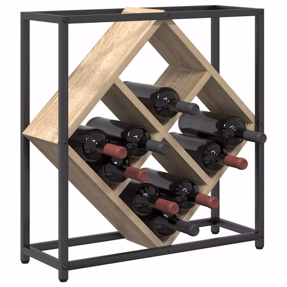 Berkfield Home Sonoma Oak Wine Rack in Light Tan, W/D/H: 51 x 18 x 52.5 cm – 3