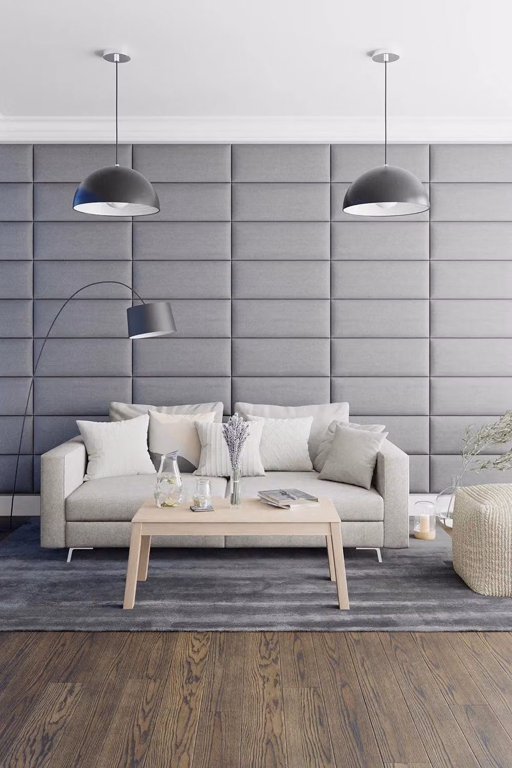 Aspire EasyMount Modular DIY Wall Mounted Upholstered Headboard Panels in Grey Eire Linen Fabric, Pack of 4 – 2