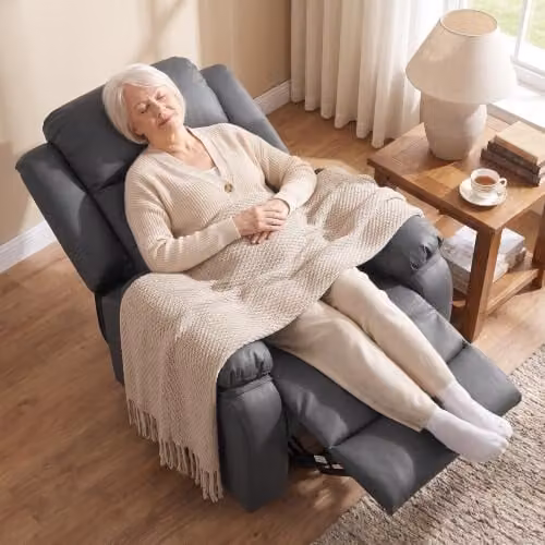 HOMCOM Dark Grey Riser and Recliner Chair with Vibration Massage and Powered Lift Assist for Seniors – 7