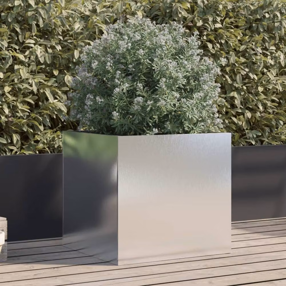 Berkfield Home Stainless Steel Silver Planter Tub W/D/H: 49 x 47 x 46 cm – 2