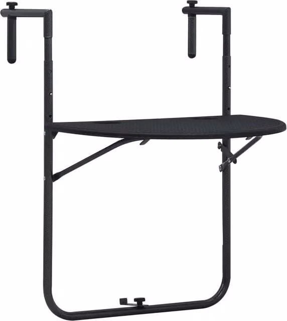 Berkfield Home Hanging Balcony Table in Black Plastic Rattan Look, W/D/H: 60 x 64 x 83.5 cm – 1