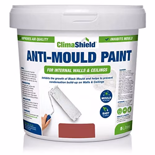 ClimaShield Anti Mould Paint in Brick Red, 5L, Water Based Mould Resistant Paint for Walls and Ceilings – 1