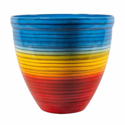 YouGarden Pair of Multicolour Rainbow Plastic Planters, 2 x 23cm Pots – 2