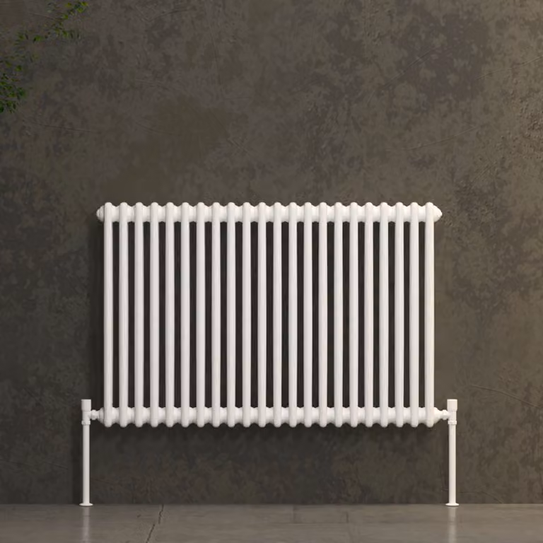 Fluxx White Horizontal Double Column Wall Mounted Radiator, H: 60.0 cm x W: 101.0 cm