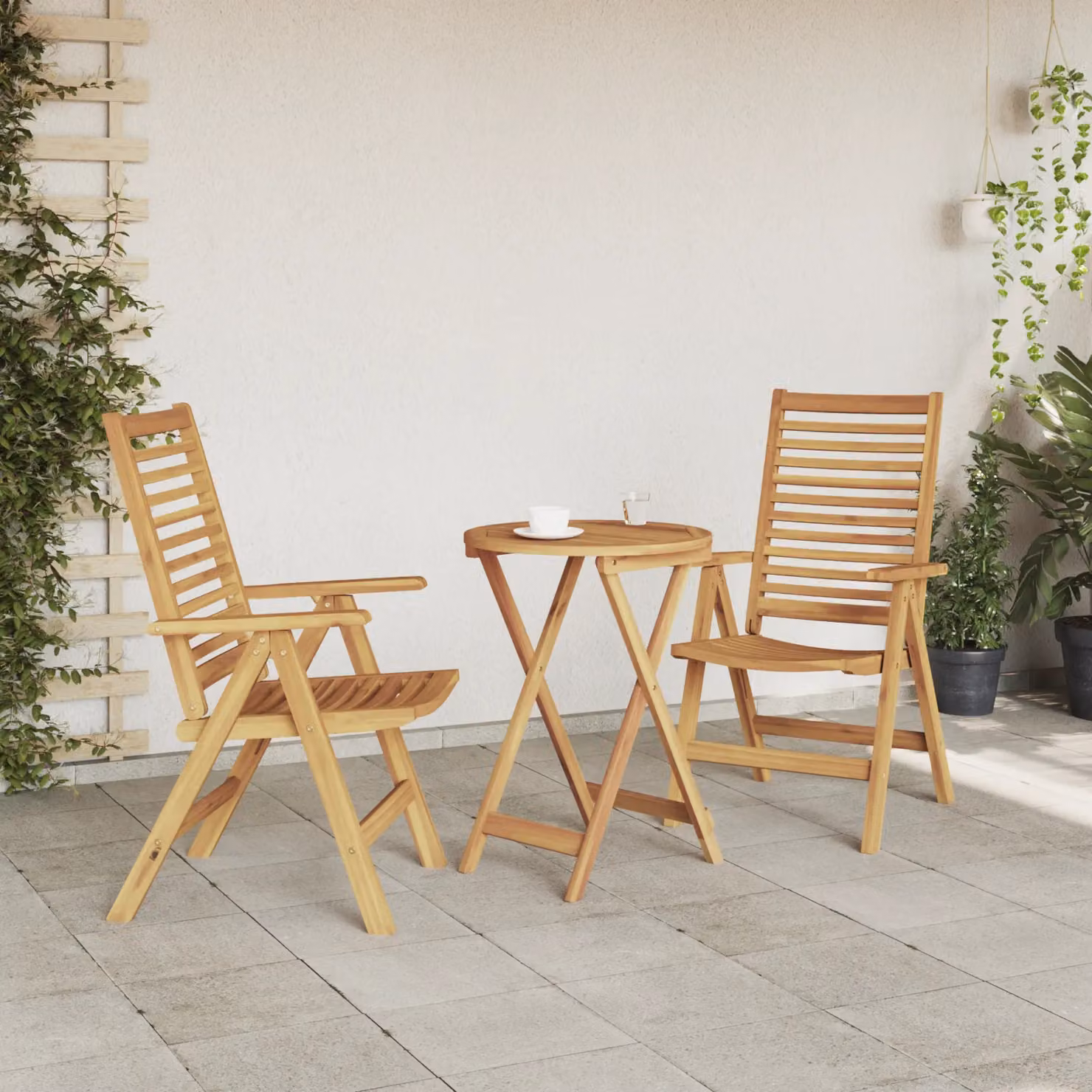 Berkfield Home Set of 2 Modern Garden Chairs in Brown Solid Teak Wood – 2