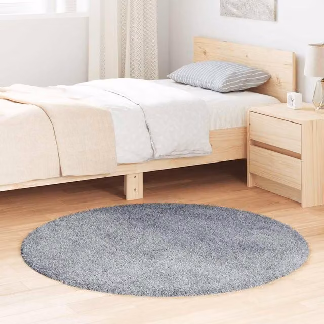Berkfield Home NAVARRA Shaggy High Pile Rug, Silver Grey, W/D: 120 x 120 cm