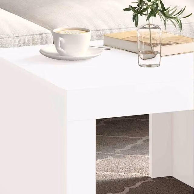 Berkfield Home White Square Coffee Table in MDF, W/D/H: 50 x 50 x 35 cm