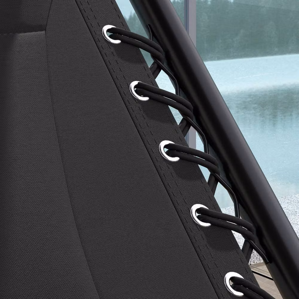 STILVORA Black Fabric Reclining Chair with Sun Canopy, Adjustable Headrest and Side Tray – 7