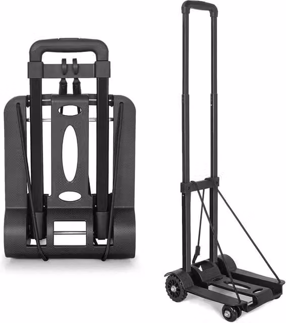VOGREX Heavy Duty Steel Folding Trolley, Black, 75kg Capacity – 1