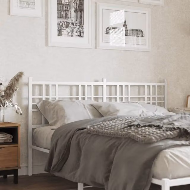 Berkfield Home Classic Metal Headboard in White, 160cm