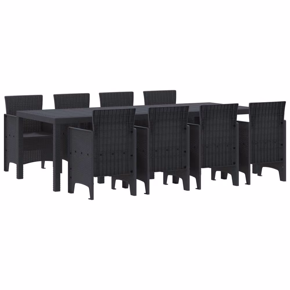 Berkfield Home 9 Piece Anthracite Grey Poly Rattan Garden Dining Set – 2