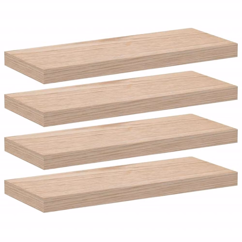Berkfield Home Durable Floating Shelves, 4 Piece Set, Beige Engineered Wood, W: 60 cm, D: 23.5 cm, H: 4 cm – 2