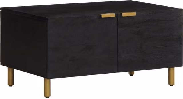 Berkfield Home Black Rectangular Coffee Table with Metal Legs, W/D/H: 80 x 50 x 40 cm – 1