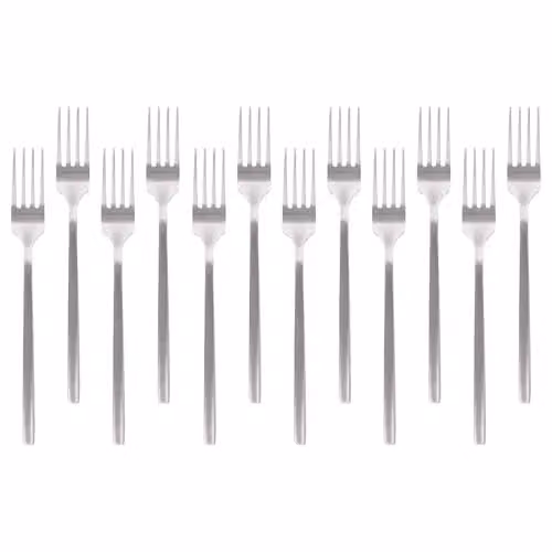 Argon Tableware Stainless Steel Dinner Forks, Silver, Pack of 12 – 1
