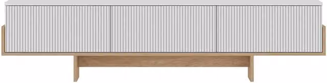 CALICOSY TV Cabinet with 3 Grooved Drop-Down Doors, White, Width: 180 cm – 1