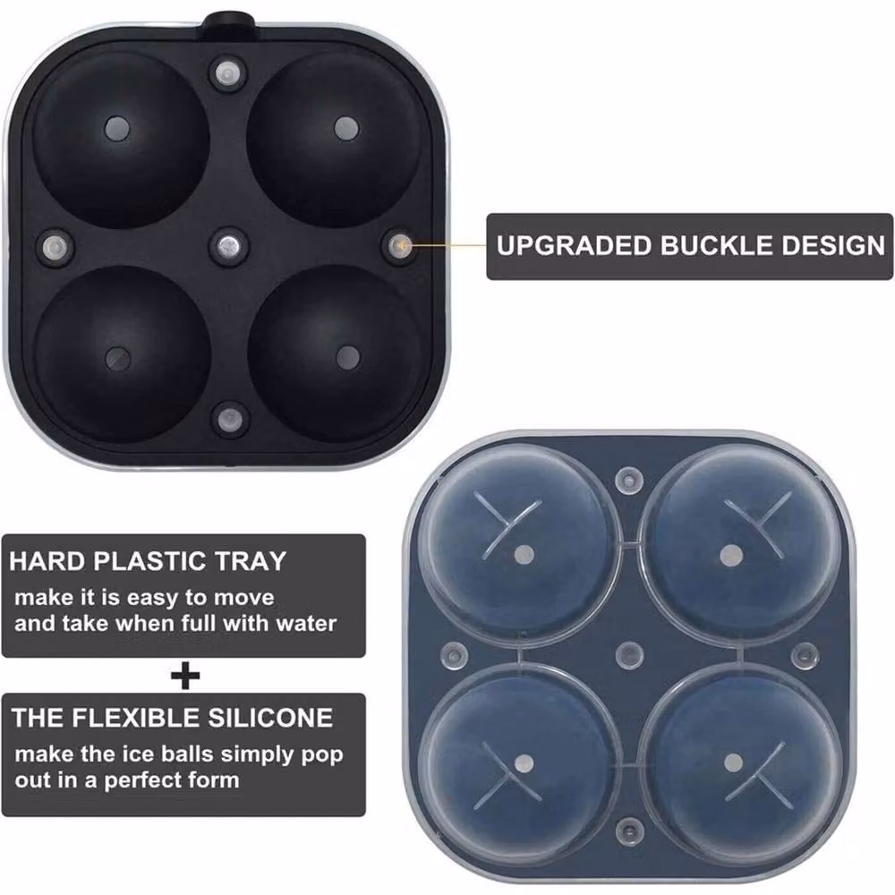 Nordara 2 Pack Stackable Silicone Ice Cube Trays with Loose Lid, Black – 4