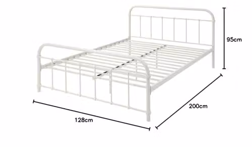 SlumberWorx Tewin Vintage Hospital Style Metal Bed Frame in White with 15cm Comfort Foam Mattress, Small Double, W/D/H: 120 x 200 cm – 4