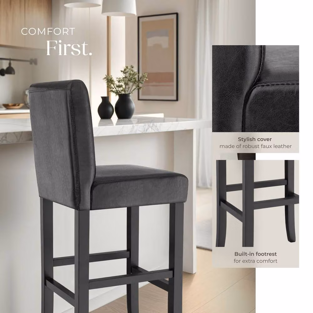 tectake Dover Modern Bar Stool Set of 6 in Black – 4