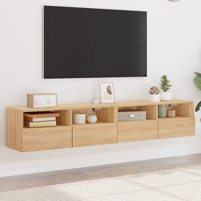 Berkfield Home Set of 2 Wall Mounted TV Cabinets in Sonoma Oak Brown, W: 80 cm, D: 30 cm, H: 30 cm – 1