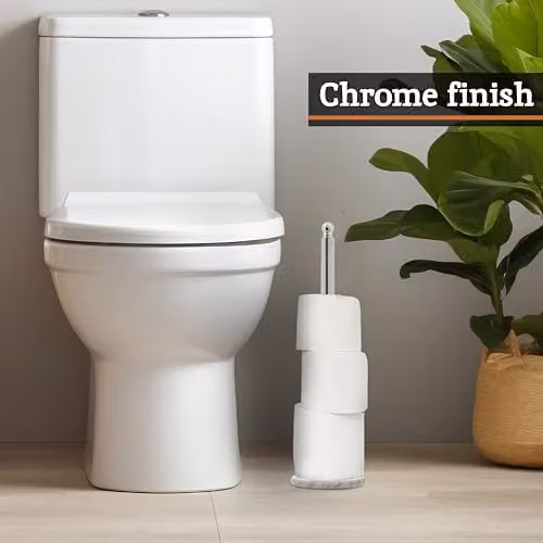 Premier Housewares Elegant Chrome Large Freestanding Toilet Roll Holder with White Marble Base – 4