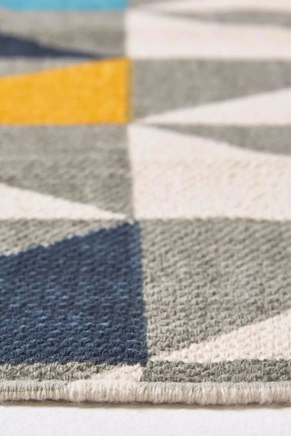 Homescapes Copenhagen Geometric Scandi Printed Cotton Rug in Blue, Yellow, Grey and White, W: 90 cm, L: 150 cm – 3