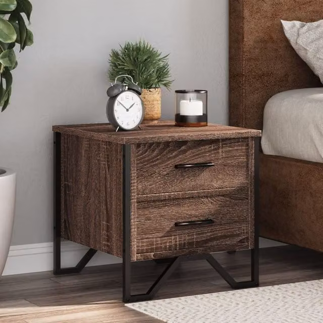 Berkfield Home Set of 2 Brown Oak Bedside Cabinets, W/D/H: 40 x 41 x 40 cm – 1