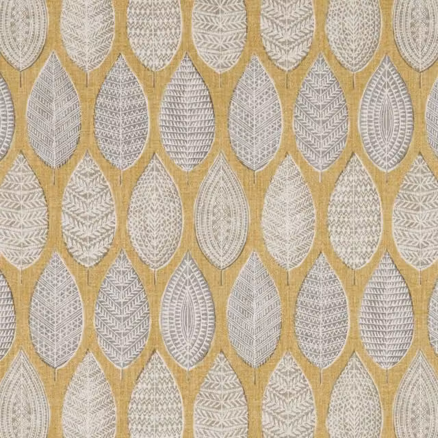 iLiv Malabar Quince Floral Cotton Fabric in Nature Yellow