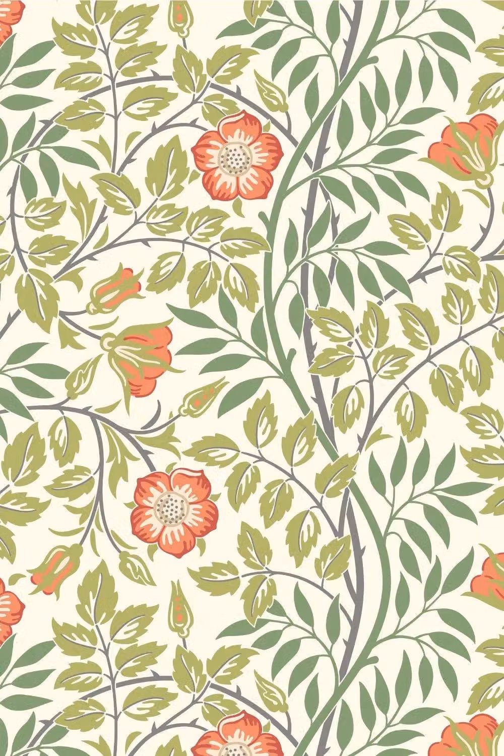 Hoopla Walls Rosehip Trail Matt Botanical Floral Wallpaper in Green – 2
