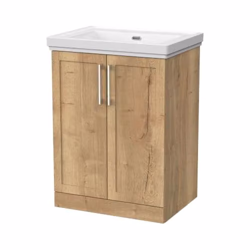 Balterley Stonnall Traditional Floor Standing 2 Door Vanity Unit with 0 Tap Hole Fireclay Basin, Autumn Oak