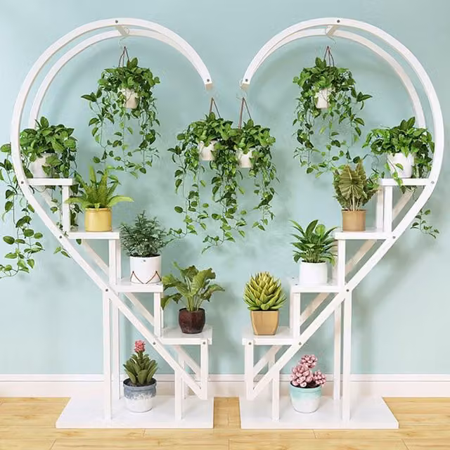 Living and Home Curved 6-Tier Plant Stand and Bonsai Display Shelf in White – 1