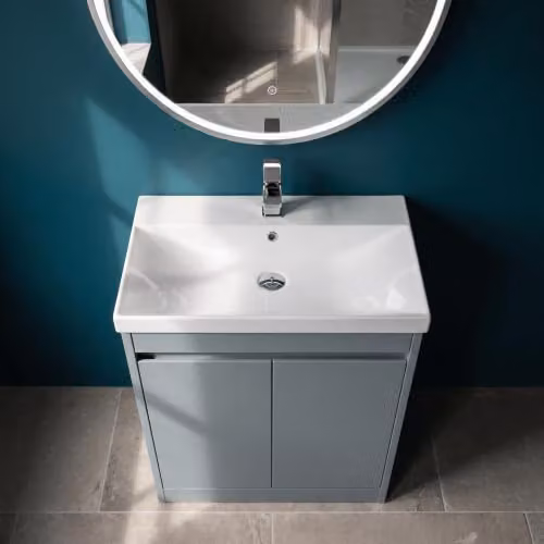 Balterley Chartley 2 Door Freestanding Bathroom Vanity Unit with Thin Edge Basin, Coastal Grey, W/D/H: 62 x 39.5 x 83.5 cm – 4