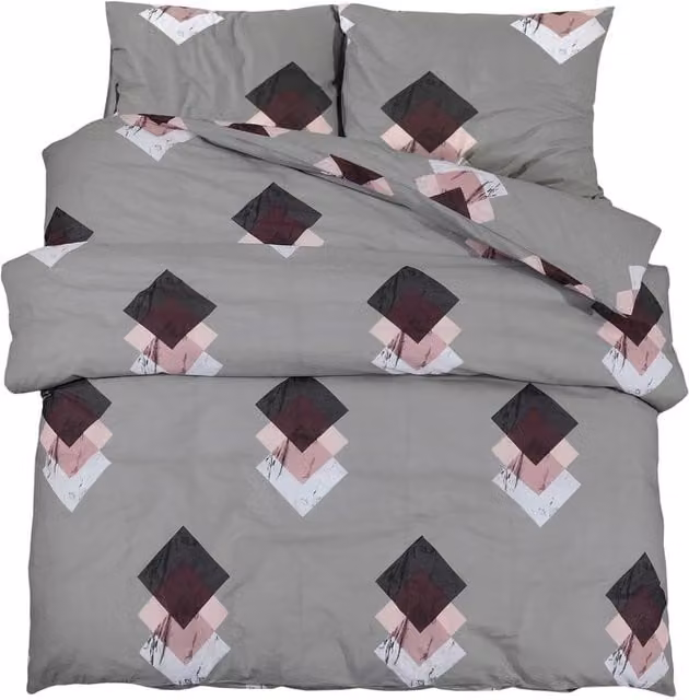 Berkfield Home Grey Cotton Duvet Cover and Pillowcase Set, 200 x 200 cm