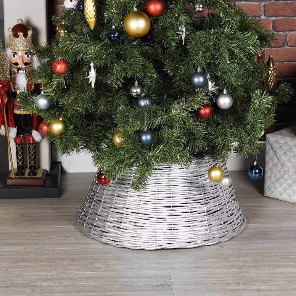 SPETLEK Silver Christmas Natural Large Willow Wicker Woven Rattan Tabletop Decoration, W: 100 cm, D: 15 cm – 2