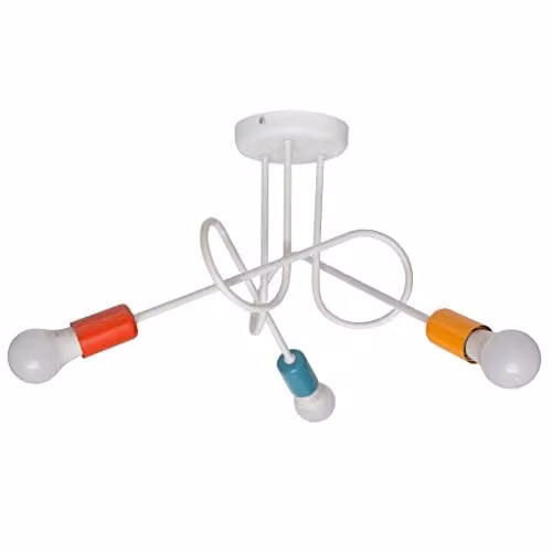 Netlighting Oxford Multi Arm Semi Flush Ceiling Light, Multicolour (White, Orange, Red, Turquoise), Diameter: 50 cm