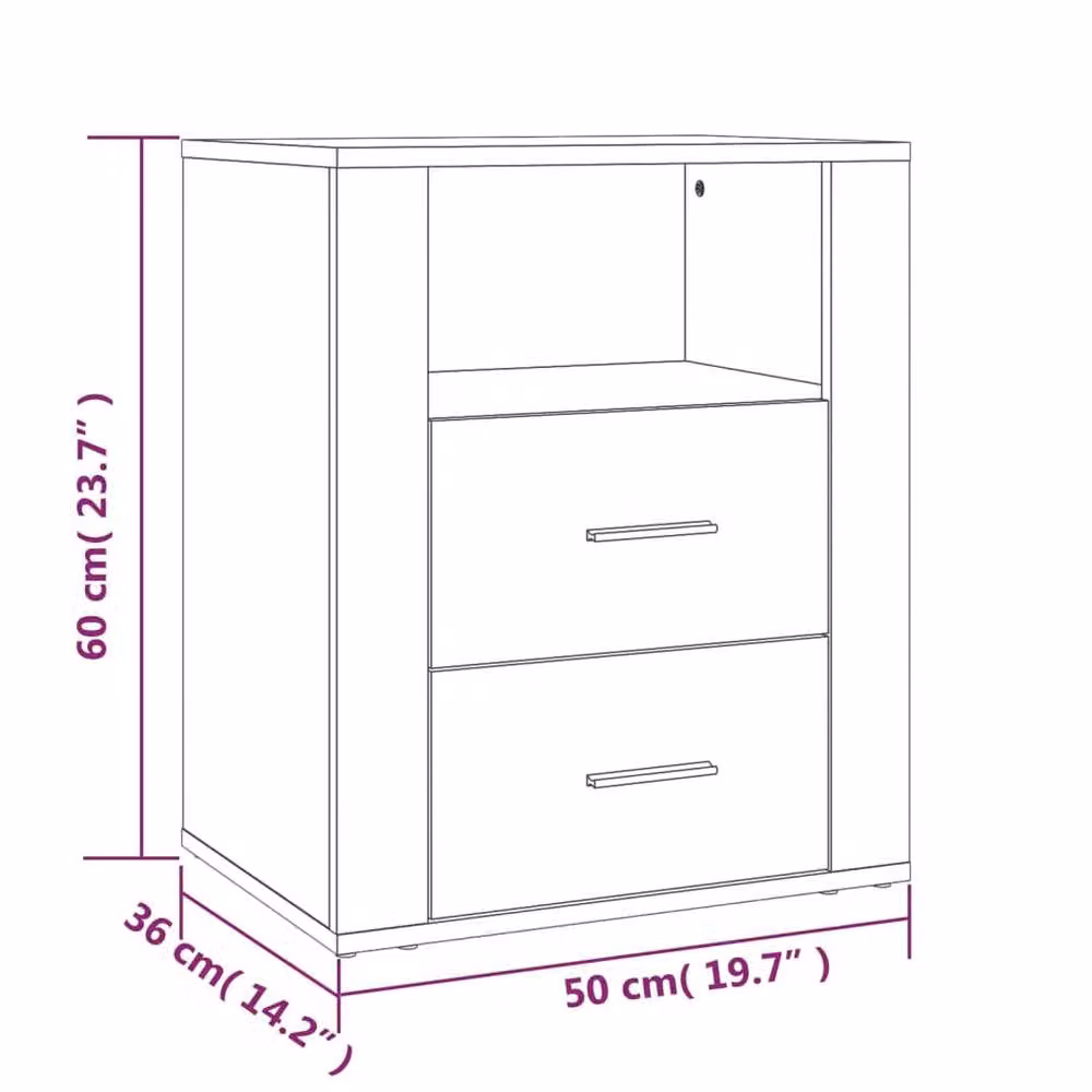 Berkfield Home Bedside Cabinet in Smoked Oak Brown, W/D/H: 50 x 36 x 60 cm – 4