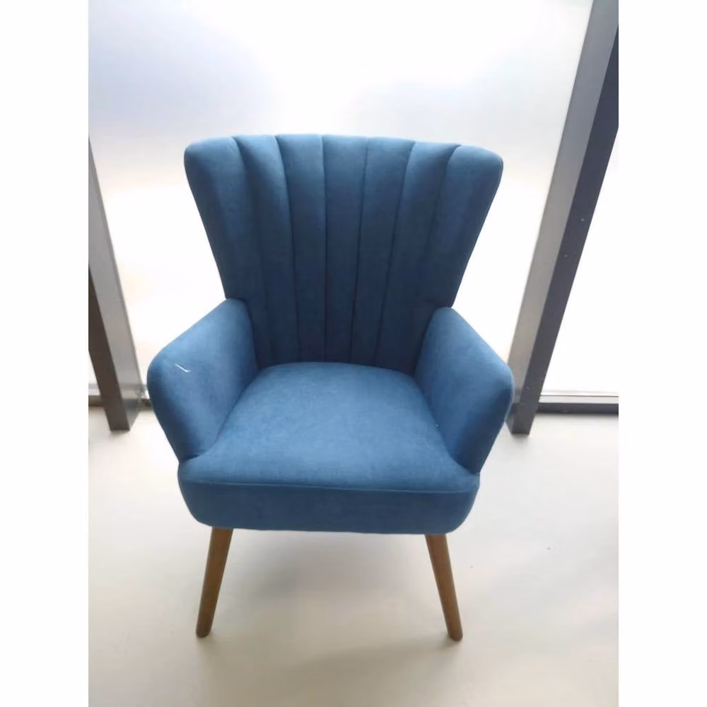 Kelvenix Modern Blue Velvet Accent Chair with Armrests and Metal Frame – 5