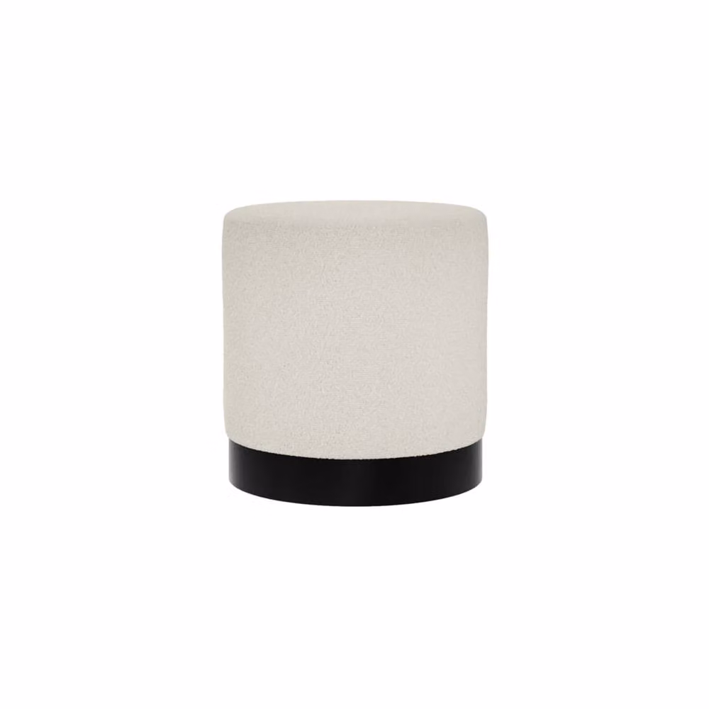 Wyld Haus Kalua Small Ivory Bouclé Stool with Matt Black Base – 2