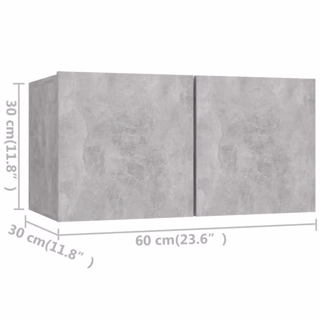 Berkfield Home 4 Piece Modern TV Cabinet Set in Concrete Grey Matt MDF – 2