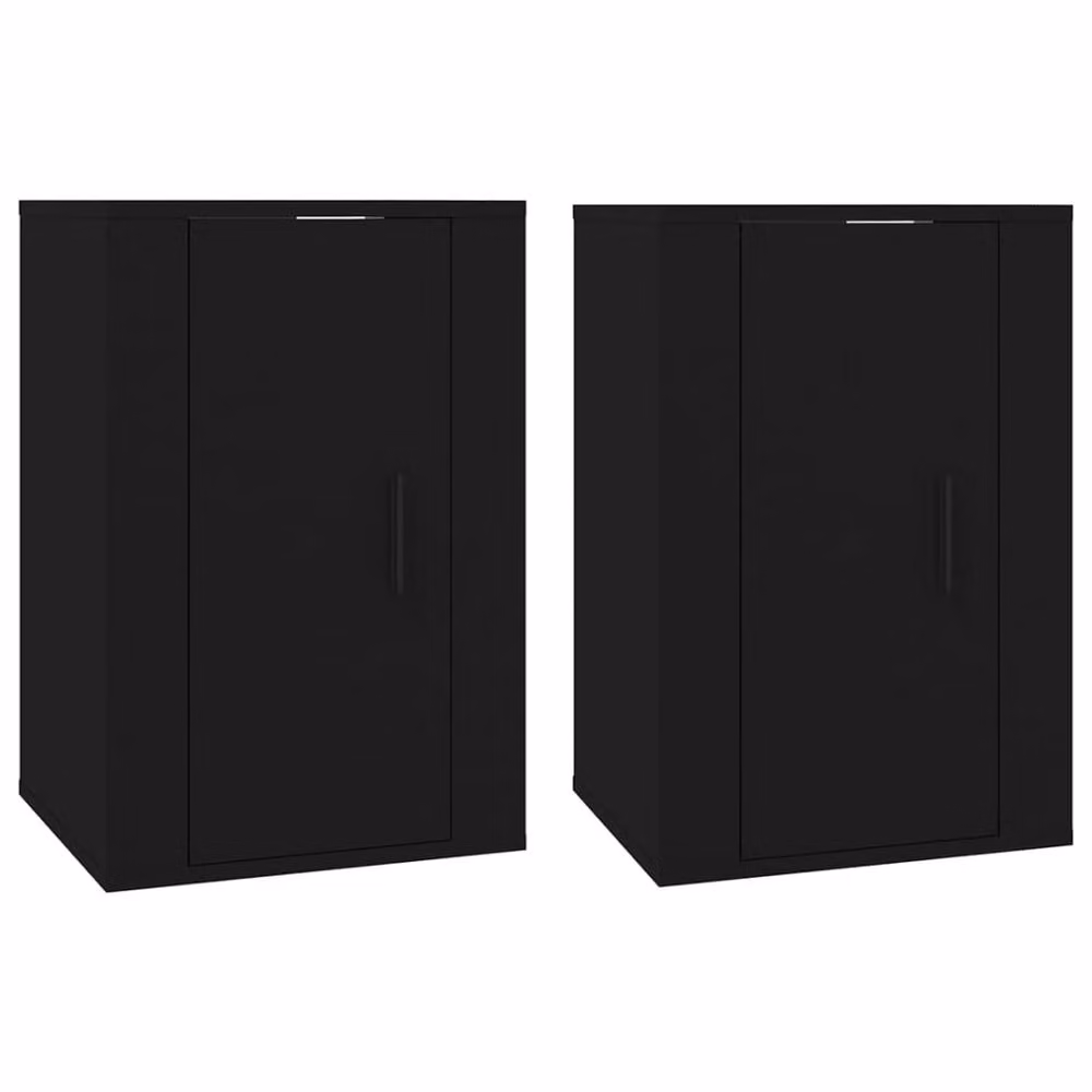 Berkfield Home Set of 2 Modern Wall Mounted TV Cabinets in Black, W: 40 cm, D: 34.5 cm, H: 60 cm – 3