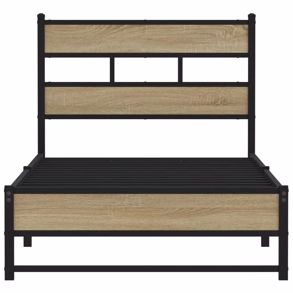 Berkfield Home Metal Bed Frame in Sonoma Oak Brown, W/D/H: 90 x 200 cm – 3