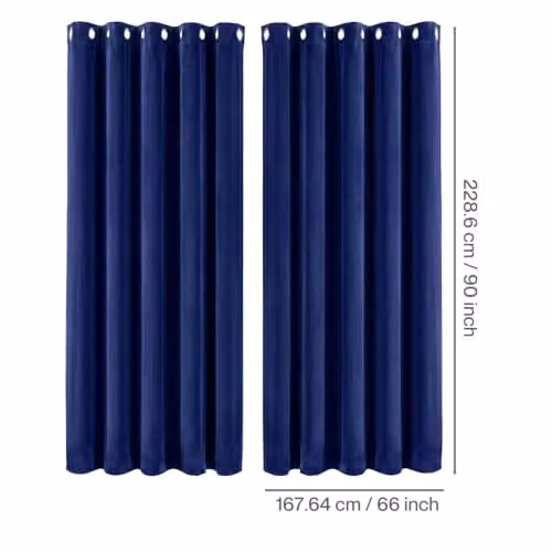 MARLOW Blue Velvet Blackout Eyelet Curtains, 2 Panels, W: 168 cm, D: 229 cm – 6