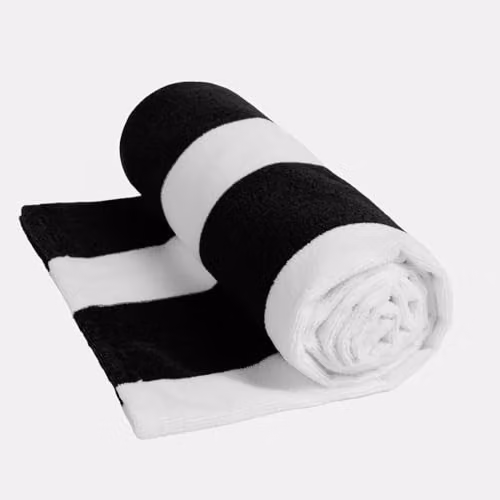 OHS Black and White Striped Microfibre Quick Dry Beach Towel, W/D/H: 71 x 152 cm – 8