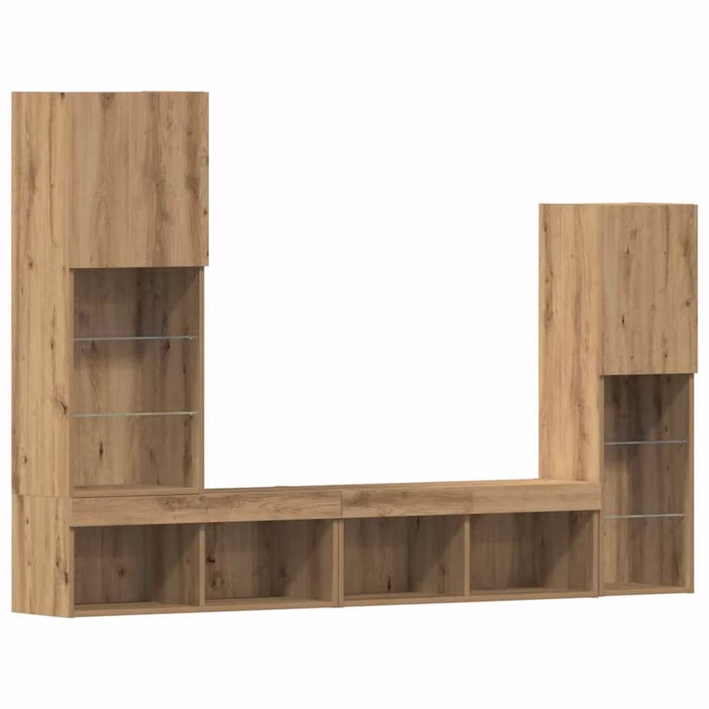 Berkfield Home Artisan Oak TV Cabinet with LED Lights in Brown, W/D/H: 40.5 x 30 x 102 cm – 4