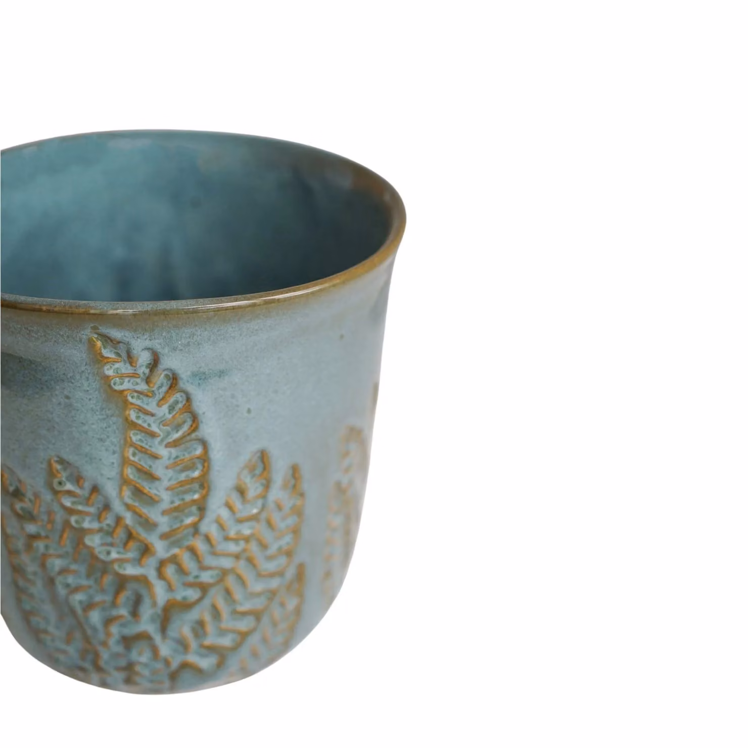 Royal Botanic Gardens Kew Embossed Fern Ceramic Tabletop Planter in Petrol, H: 21 cm, D: 23 cm – 3